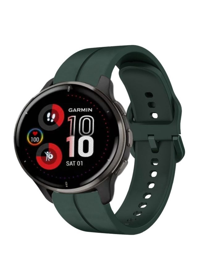 Generic - Replacement Strap For Garmin Venu 2 Plus 20mm Loop Silicone Watch Band Dark Green - Image 1