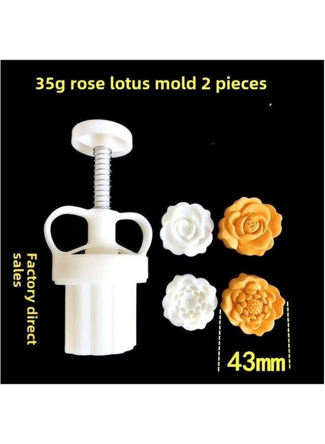 Rose Lotus Pattern Hand-pressed Moon Cake Mung Bean Peach Food Mold Upgrade Strengthened Quantitative Adjustment-Specifications:75 Grams Of Mei Lian 2 Tablets  - Image 4