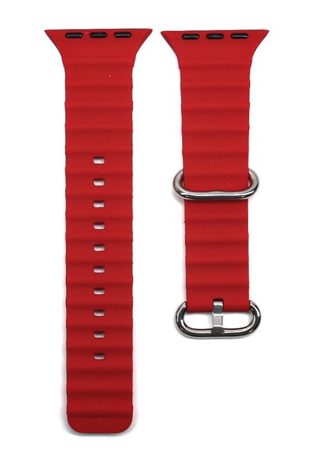 Generic Silicone Strap for X8 Ultra Smart Watch, 42-49mm - Red  - Image 5