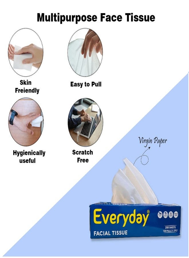 Everyday Soft face tissue | 2 Ply virgin Face Tissue 100 Pulls/Box Pack of 5 | 100 Tissue/Box X 5 = 500 Tissues| For Car, House, makeup and more! - Image 3