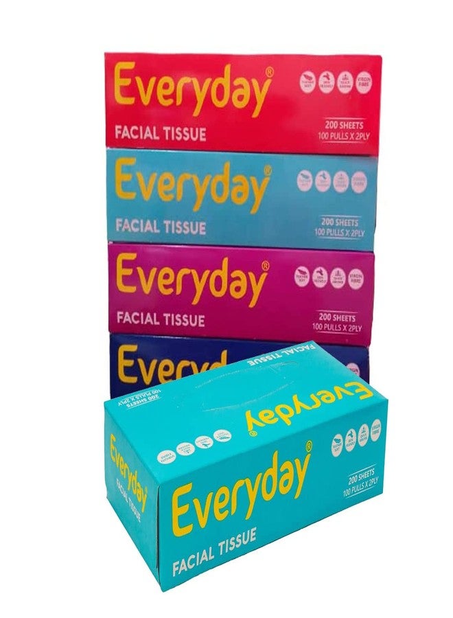 Everyday Soft face tissue | 2 Ply virgin Face Tissue 100 Pulls/Box Pack of 5 | 100 Tissue/Box X 5 = 500 Tissues| For Car, House, makeup and more! - Image 1