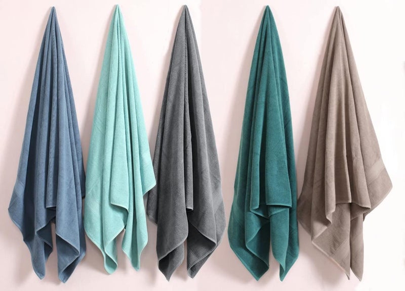 HILLFAIR 600 GSM- 40 x 80 Inches- 100% Cotton 2 Pc XXL Oversized Bath Towel Set- Soft Highly Absorbent Jumbo Bath Sheets Towels Sets- Quick Dry Oversized Bath Towel Sets for Hotel Spa Pool- Teal - Image 5