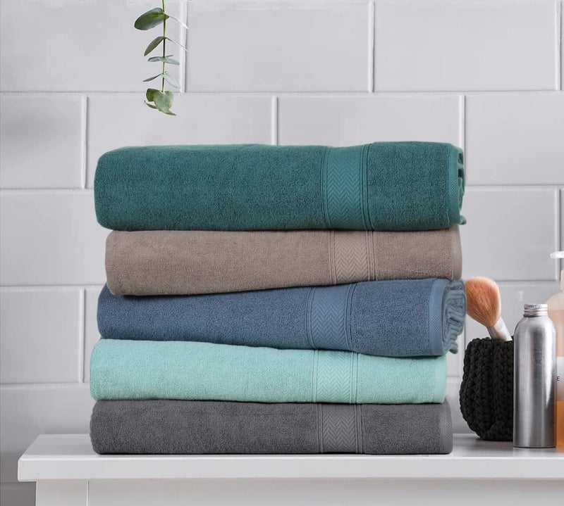 HILLFAIR 600 GSM- 40 x 80 Inches- 100% Cotton 2 Pc XXL Oversized Bath Towel Set- Soft Highly Absorbent Jumbo Bath Sheets Towels Sets- Quick Dry Oversized Bath Towel Sets for Hotel Spa Pool- Teal - Image 4