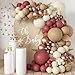 MEBAY Red Brown White Gold Balloon Arch Kit 166Pcs Boho Ruby Red Balloons Garland for Valentines Day Wedding Bachelorette Birthday Mothers Day Graduation Party Decoration - Image 2