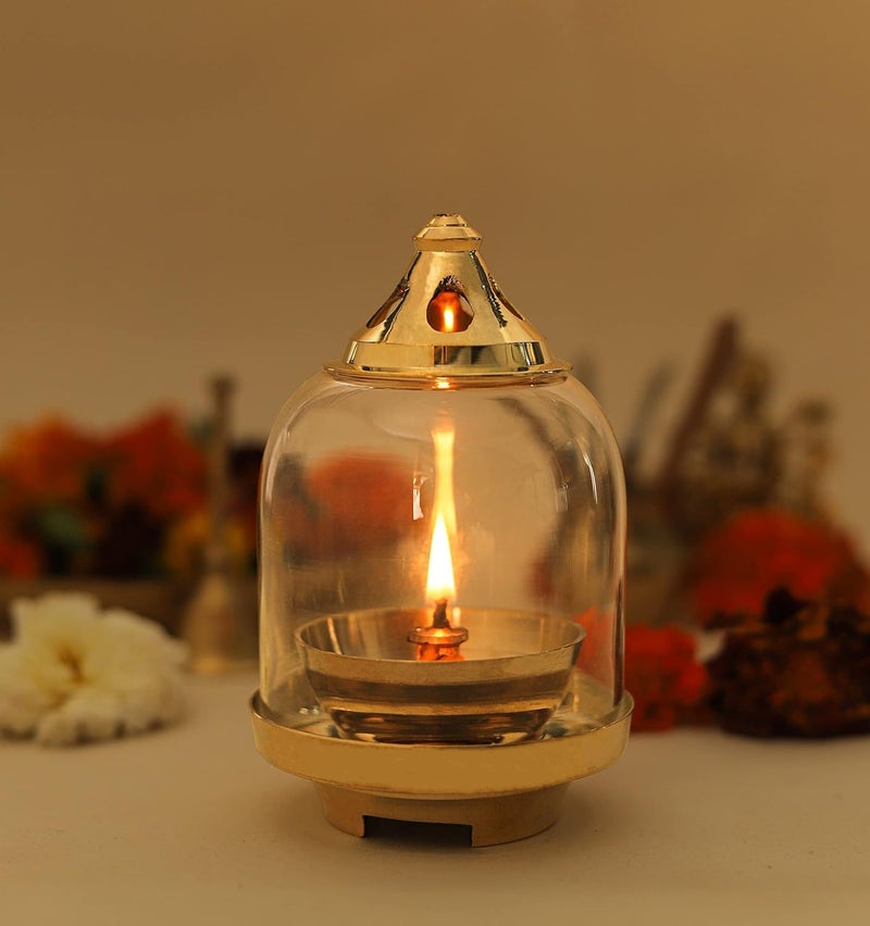 Klassic Curved Borosilicate Glass Shade Without Diya | Diya Cover for Bedroom & Mandir, Pooja, Home Decoration & Gifts, Tealight, 3 inches Height, 2.7 inches Width | Pack of 1 - Image 5