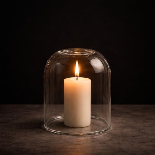 Klassic Curved Borosilicate Glass Shade Without Diya | Diya Cover for Bedroom & Mandir, Pooja, Home Decoration & Gifts, Tealight, 3 inches Height, 2.7 inches Width | Pack of 1 - Image 4