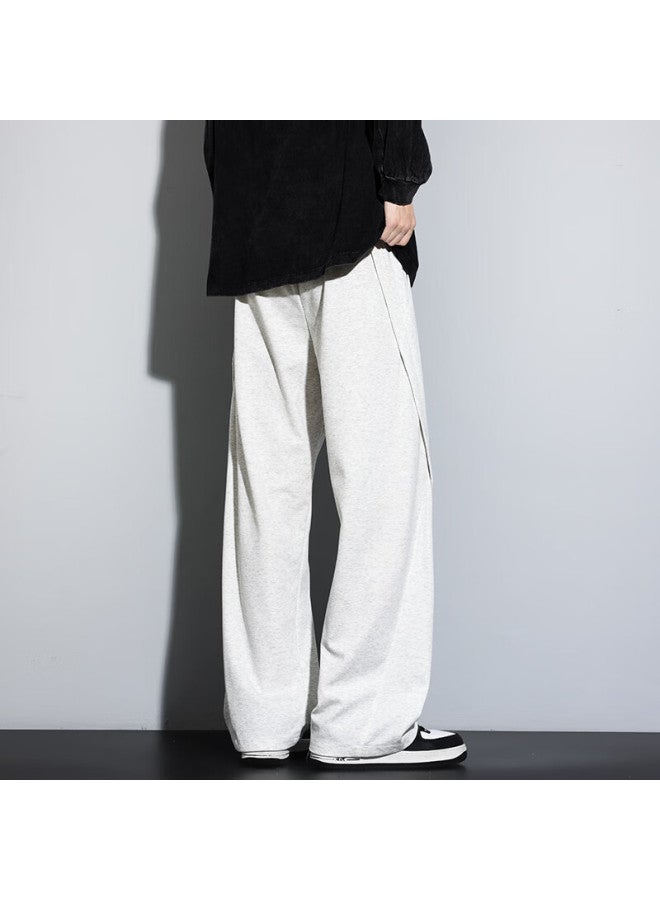 Dingfengbaoluo American Style Patchwork Casual Pants Men Spring Draped Loose Straight Comfortable Versatile Sports Trousers Bak62 Heather Gray 3XL - Image 2