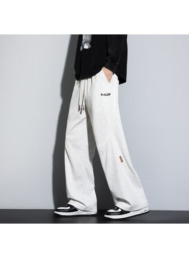 Dingfengbaoluo American Style Patchwork Casual Pants Men Spring Draped Loose Straight Comfortable Versatile Sports Trousers Bak62 Heather Gray 3XL - Image 3