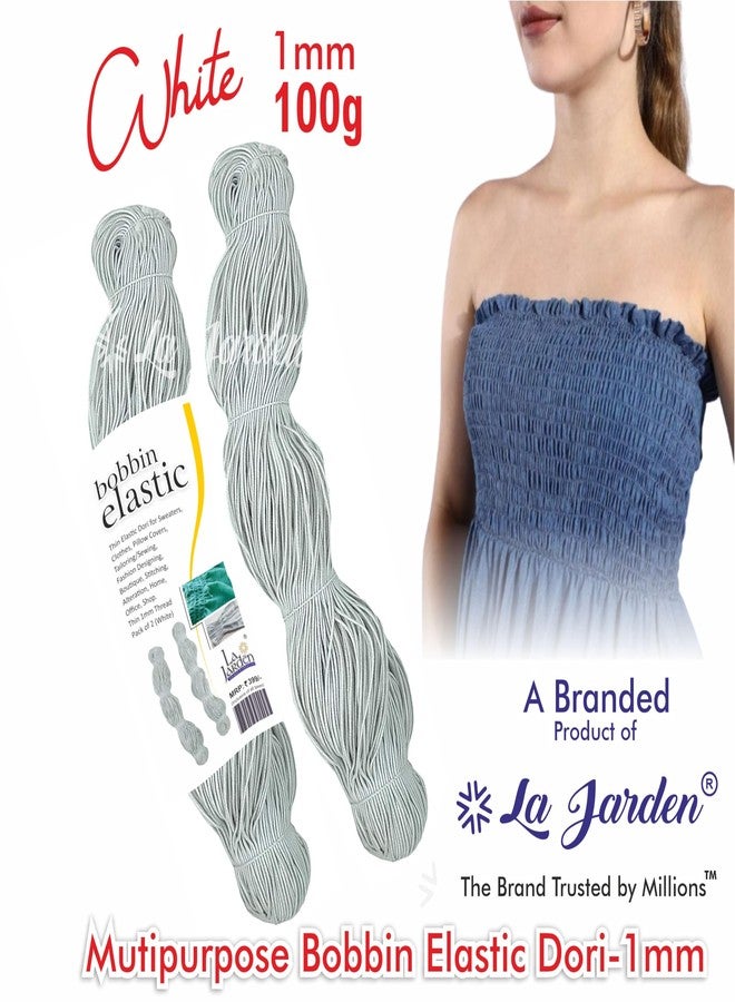La Jarden® خيط مرن رفيع مقاس 1 مم - عبوة من 2 (أبيض) تصميمات العسل، مرنة لسيلاي، لملابس الأطفال دوري مرن مرن لتصميم مشط العسل | البلوزات | ملابس | أغطية الوسائد | الخياطة / الخياطة | تصميم الأزياء | بوتيك | خياطة | تعديل | كمامة - Image 2