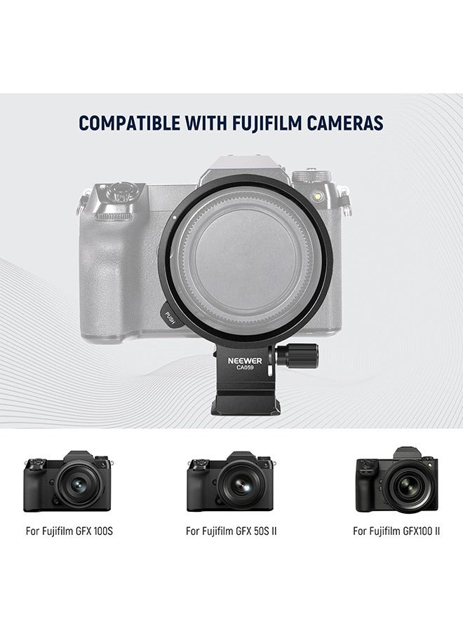 Neewer NEEWER Rotatable Collar Mount Plate for Fujifilm GFX100 II 100S 50S II, Fast Horizontal to Vertical Camera Tripod Lens Mount Ring Compatible with DJI RS 3/2 u0026 Arca Quick Release System, CA059  - Image 2