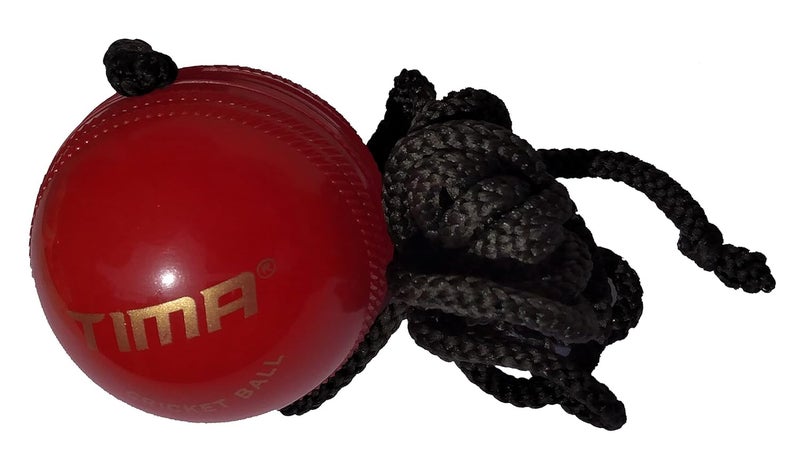 TIMA Synthetic Ball with a Cord Cricket Hanging & Knocking Ball for Indoor & Outdoor Training, Practice, Batting Red, Cord Length 10 Feet 72MM with 150GR Weight - Image 3