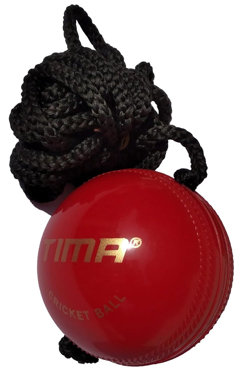 TIMA Synthetic Ball with a Cord Cricket Hanging & Knocking Ball for Indoor & Outdoor Training, Practice, Batting Red, Cord Length 10 Feet 72MM with 150GR Weight - Image 4
