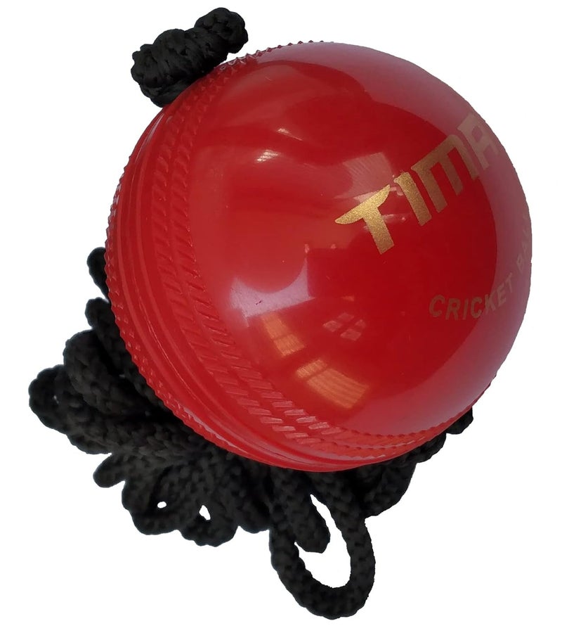 TIMA Synthetic Ball with a Cord Cricket Hanging & Knocking Ball for Indoor & Outdoor Training, Practice, Batting Red, Cord Length 10 Feet 72MM with 150GR Weight - Image 2