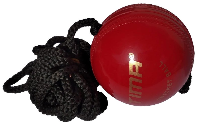 TIMA Synthetic Ball with a Cord Cricket Hanging & Knocking Ball for Indoor & Outdoor Training, Practice, Batting Red, Cord Length 10 Feet 72MM with 150GR Weight - Image 5