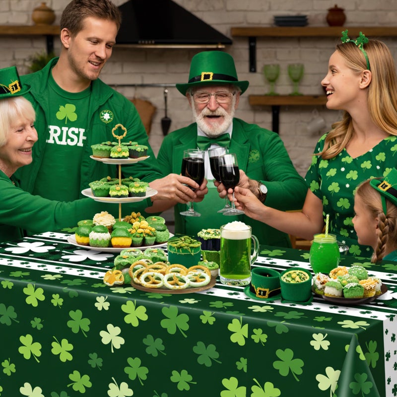 OHOME St Patricks Day Decorations - 2 PCS Shamrock Tablecloth | St Patricks Day Party Favors Supplies Decor Indoor Outdoor - St Patrick's Day Table Runner Covers Backdrop Banner for Home Kitchen - Image 5