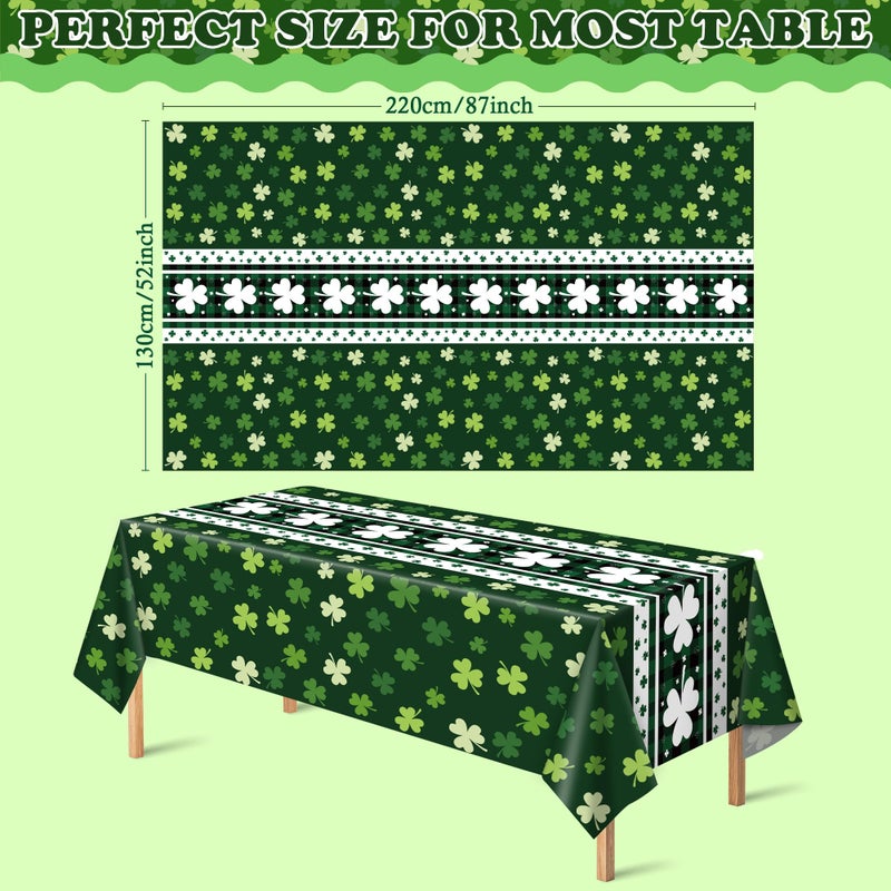 OHOME St Patricks Day Decorations - 2 PCS Shamrock Tablecloth | St Patricks Day Party Favors Supplies Decor Indoor Outdoor - St Patrick's Day Table Runner Covers Backdrop Banner for Home Kitchen - Image 2
