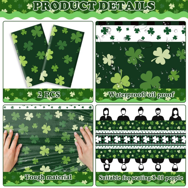 OHOME St Patricks Day Decorations - 2 PCS Shamrock Tablecloth | St Patricks Day Party Favors Supplies Decor Indoor Outdoor - St Patrick's Day Table Runner Covers Backdrop Banner for Home Kitchen - Image 3