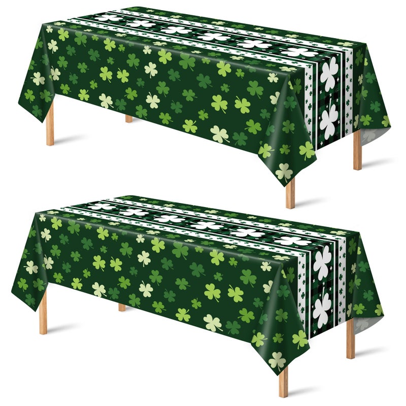 OHOME St Patricks Day Decorations - 2 PCS Shamrock Tablecloth | St Patricks Day Party Favors Supplies Decor Indoor Outdoor - St Patrick's Day Table Runner Covers Backdrop Banner for Home Kitchen - Image 1