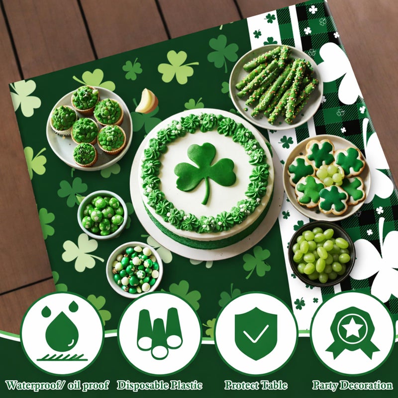 OHOME St Patricks Day Decorations - 2 PCS Shamrock Tablecloth | St Patricks Day Party Favors Supplies Decor Indoor Outdoor - St Patrick's Day Table Runner Covers Backdrop Banner for Home Kitchen - Image 4