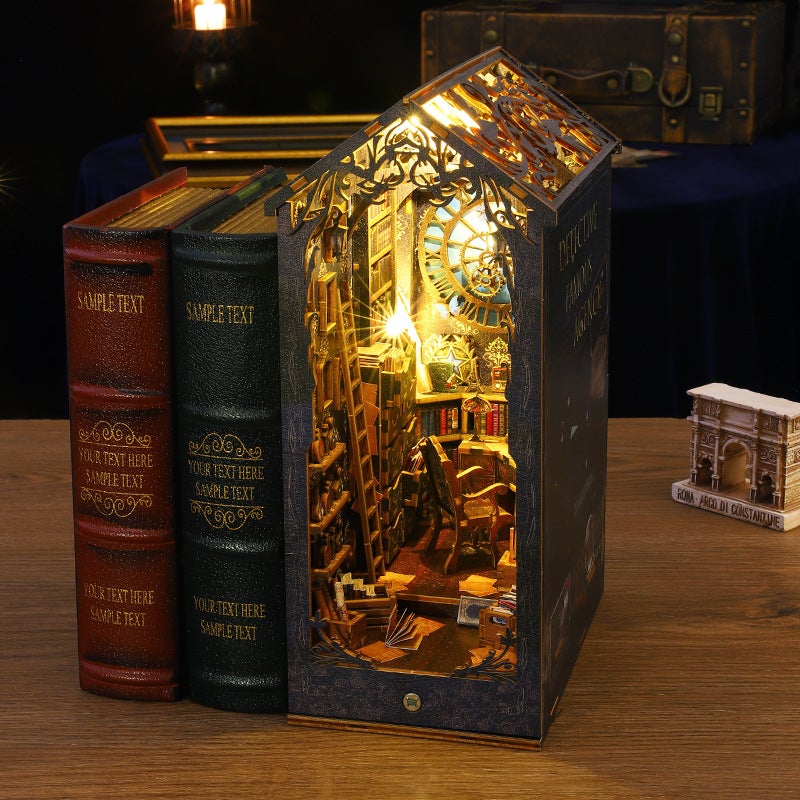 Jiate diy hut detective famous club 3d three-dimensional assembly book house miniature model building toy birthday gift(SL07-Detective Agency-English version) - Image 3