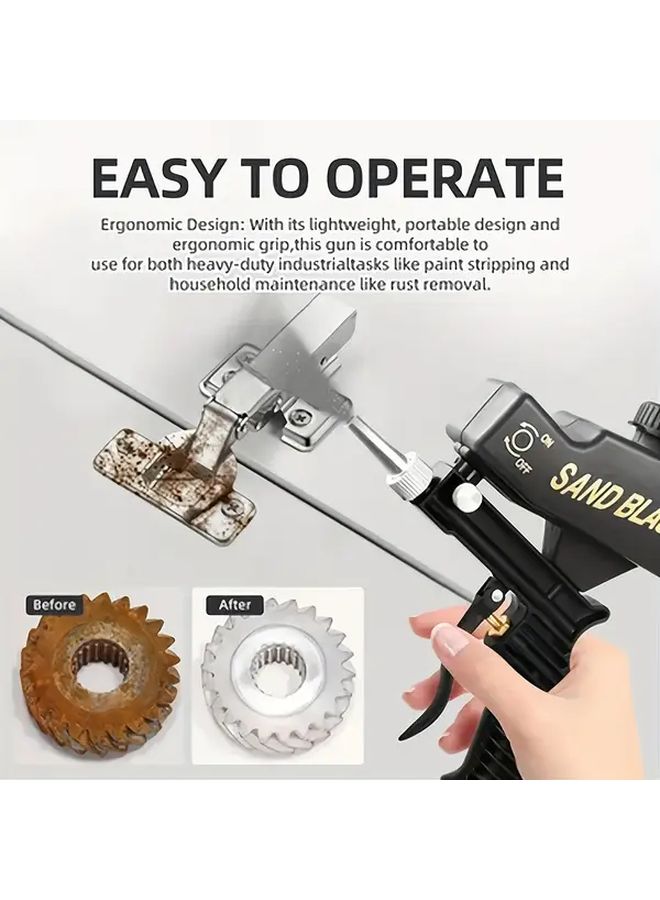 Small Air Sandblaster Gun Black 600cc Capacity Adjustable Gravity Feed Portable Kit - Image 5