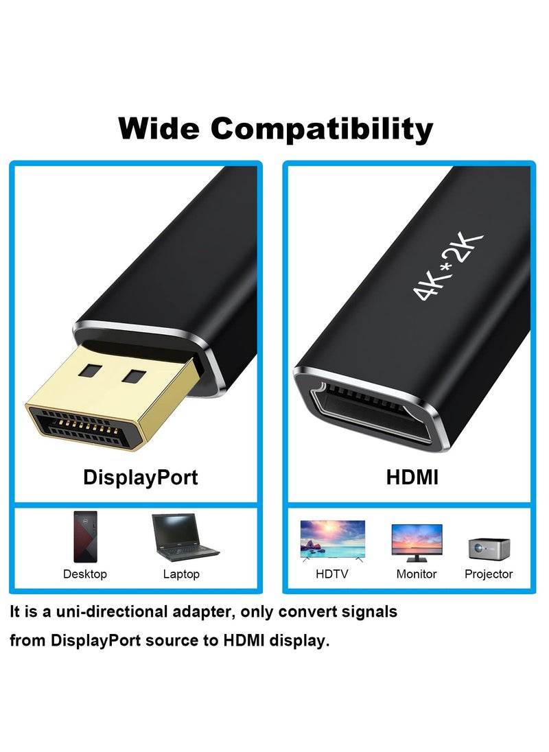 Generic - 2 Pcs DisplayPort to HDMI Adapters, Uni-Directional DP PC to HDMI Monitor Converter Compatible with HDTV, Projector, Laptop, Desktop & DisplayPort Devices, 4K 30Hz, 2K 60Hz, 1080p 120Hz (Black) - Image 1