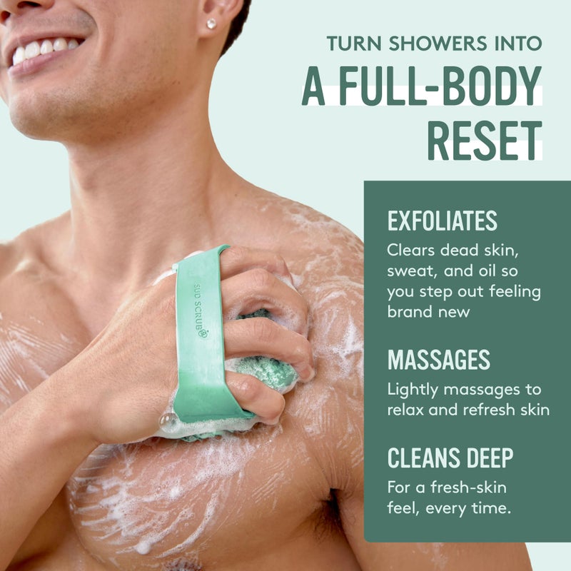 Sud ScrubÂ® Antimicrobial Silicone Body Scrubber, Exfoliating Body Brush for Sensitive Skin, Antibacterial Shower Scrubber for Body, Bathroom Essentials for Men & Women, Mint - Image 5