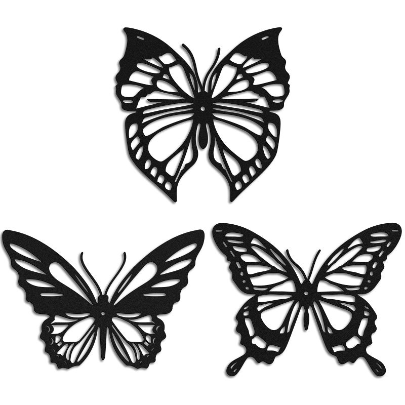3 Pcs Butterfly Metal Wall Decor Dragonfly Hummingbird Butterfly Metal Wall Art Hanging Decor for Modern Farmhouse Rustic Home Living Room Bathroom Indoor OutdoorGraceful StyleBlack