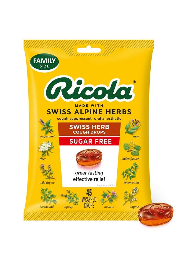 ريكولا قطرات السعال العشبية الأصلية الخالية من السكر، 45 قطعة، قطرات مثبطة للسعال ومسكنة للحلق مع المنثول الطبيعي، طعم لطيف لتخفيف أعراض السعال وتهيج الحلق - Image 1