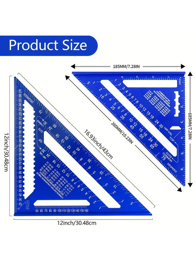 Thickened Aluminum Alloy Multi Function Triangle Ruler 12 Inches Professional Carpenter Square - Image 2