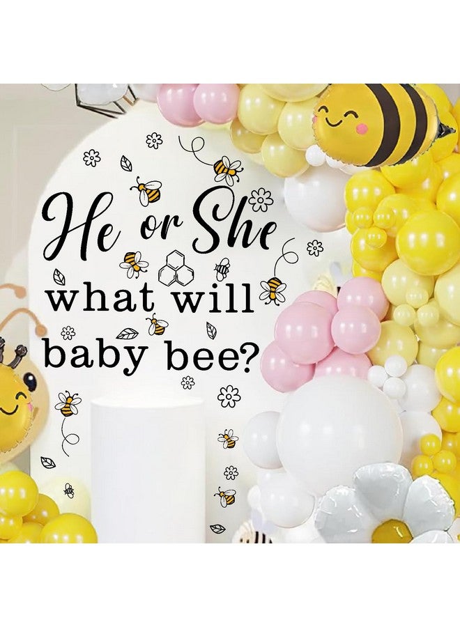 THEYGE He Or She Party Decal Sign Honey Bee Baby Shower Backdrop Decals Boy Girl Balloon Arch Decal Baby Shower Party Decoration Gender Reveal Party Supplies Welcome Baby Sign Decor Party Stickers - Image 4