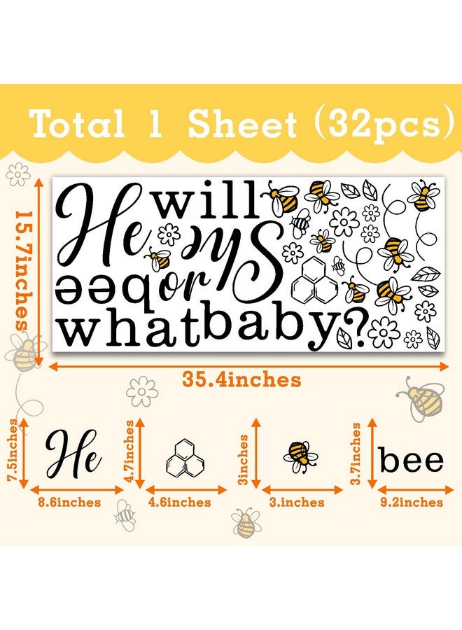 THEYGE He Or She Party Decal Sign Honey Bee Baby Shower Backdrop Decals Boy Girl Balloon Arch Decal Baby Shower Party Decoration Gender Reveal Party Supplies Welcome Baby Sign Decor Party Stickers - Image 5