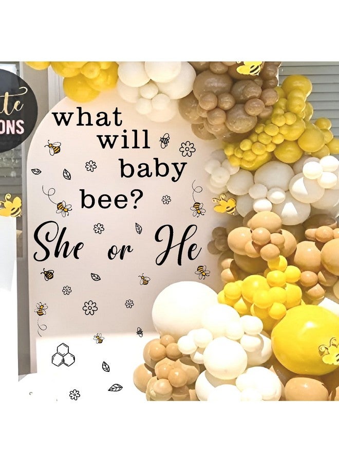 THEYGE He Or She Party Decal Sign Honey Bee Baby Shower Backdrop Decals Boy Girl Balloon Arch Decal Baby Shower Party Decoration Gender Reveal Party Supplies Welcome Baby Sign Decor Party Stickers - Image 2