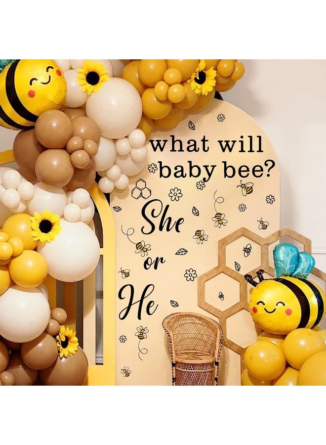 THEYGE He Or She Party Decal Sign Honey Bee Baby Shower Backdrop Decals Boy Girl Balloon Arch Decal Baby Shower Party Decoration Gender Reveal Party Supplies Welcome Baby Sign Decor Party Stickers - Image 3