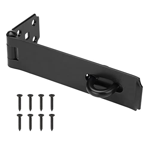 SANKINS 7-1/2" Heavy Duty Door Lock Hasp Latch, 1/8" Thicker Iron Gate Hasp Latches Safety Packlock Clasp Locking with Lengthen Screws for Outdoor Doors, Gates, Shed, Drawers, Cabinets, Black - Image 1