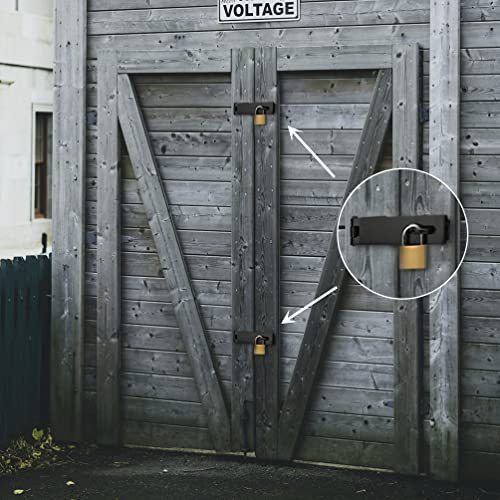 SANKINS 7-1/2" Heavy Duty Door Lock Hasp Latch, 1/8" Thicker Iron Gate Hasp Latches Safety Packlock Clasp Locking with Lengthen Screws for Outdoor Doors, Gates, Shed, Drawers, Cabinets, Black - Image 5