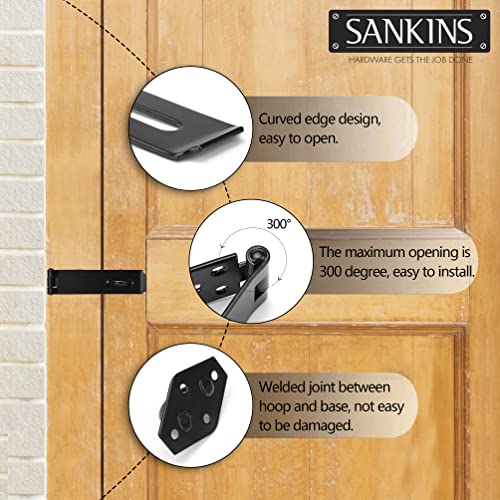 SANKINS 7-1/2" Heavy Duty Door Lock Hasp Latch, 1/8" Thicker Iron Gate Hasp Latches Safety Packlock Clasp Locking with Lengthen Screws for Outdoor Doors, Gates, Shed, Drawers, Cabinets, Black - Image 4