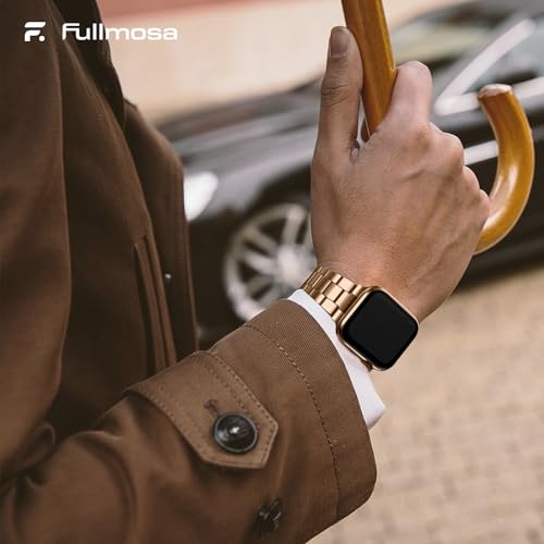 Fullmosa No Tools Needed Compatible with Apple Watch Bands for Women Men 45mm 44mm 42mm, Metal Strap with Case for iWatch Series 9 8 7 6 5 4 3 2 1 SE3/2/1, Rose gold - Image 5