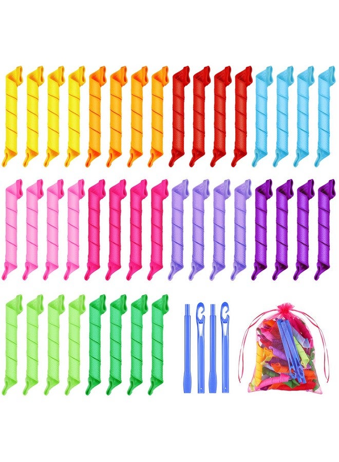 Yilloog Heatless Spiral Curlers, 40 Pieces Hair Curlers Kit, Heatless Curls Tools With 2 Hooks And 1 Storage Bag, For Women Long Medium Short Hair, Classic Style (11.8 Inch, Spiral) - Image 1