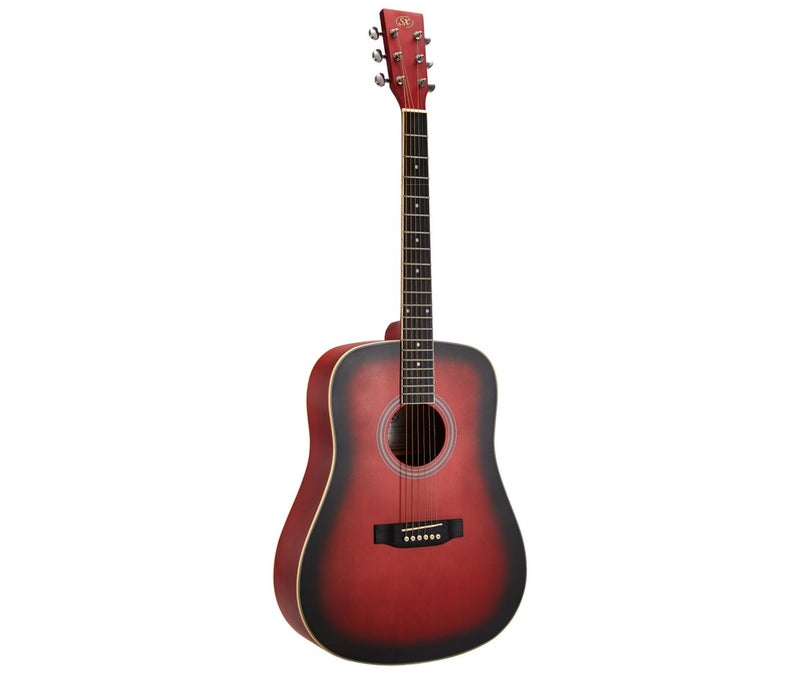 SX Guitar SD103KRDS Dreadnought Acoustic Guitar Kit - Red - Image 1