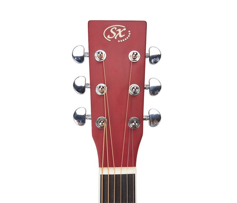 SX Guitar SD103KRDS Dreadnought Acoustic Guitar Kit - Red - Image 3