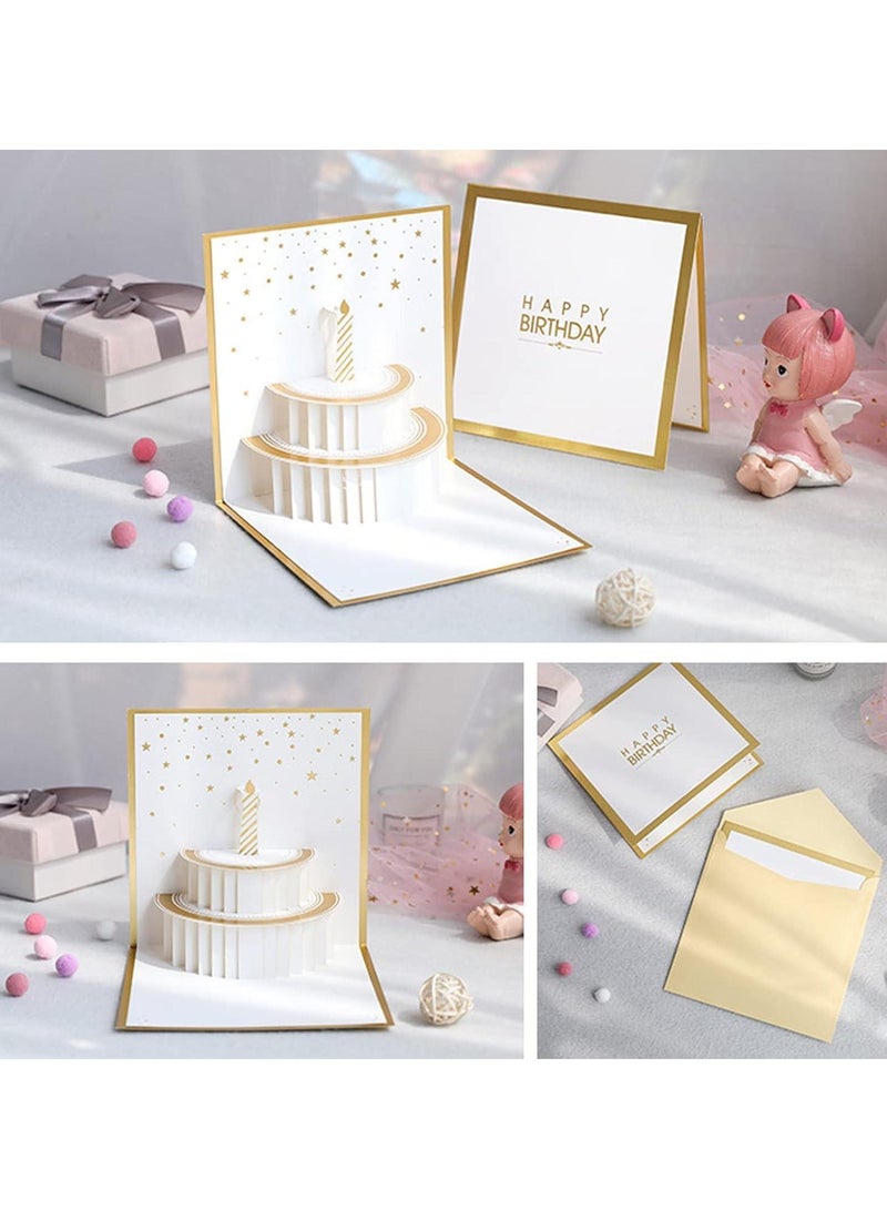 3D Popup Card with Envelopes, Greeting Paper Cards for Men, Women, Boys, Girls and Kids (Golden) - Image 2