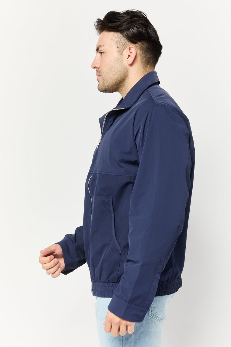 ESPRIT Men Solid Windbreaker Jackets, Navy - Image 3