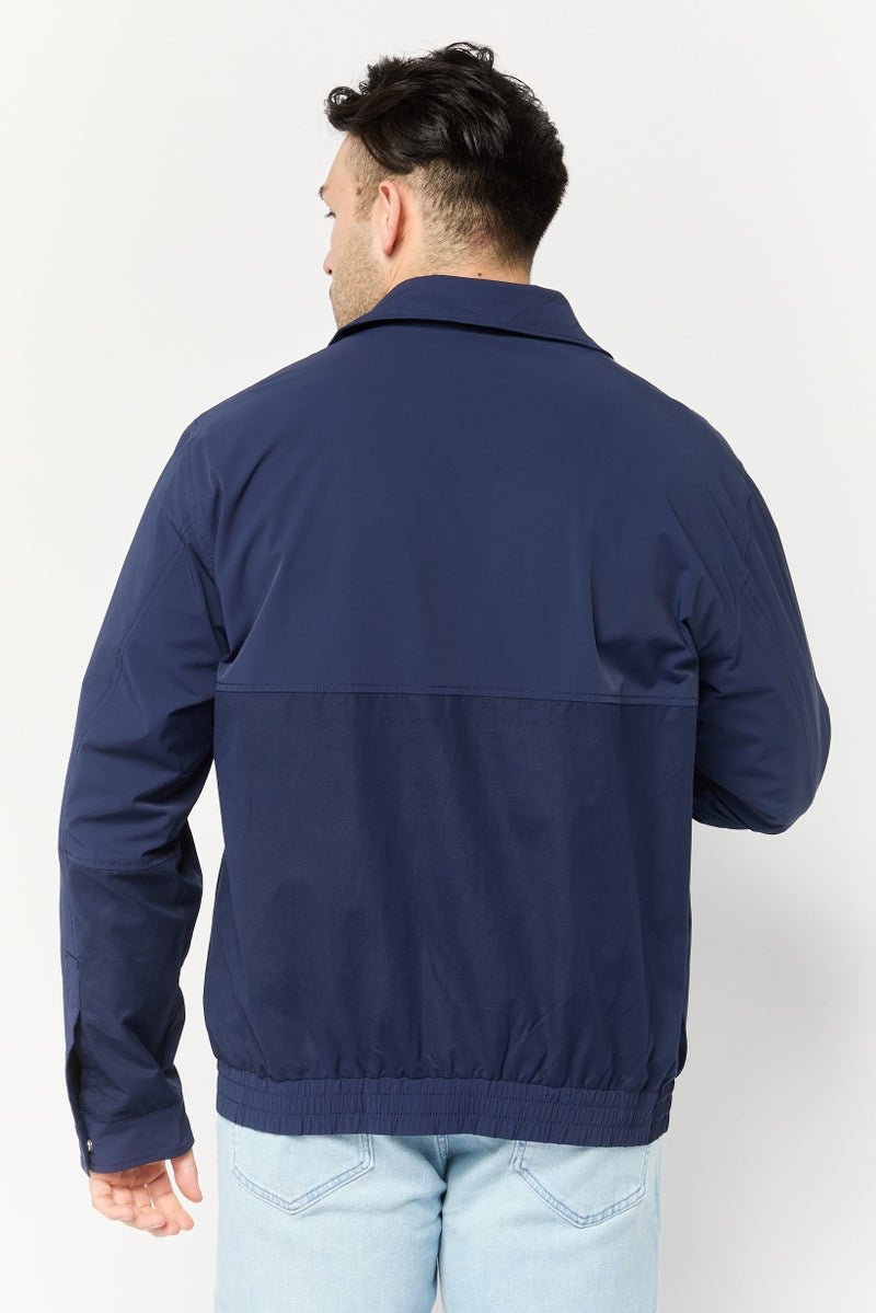 ESPRIT Men Solid Windbreaker Jackets, Navy - Image 4