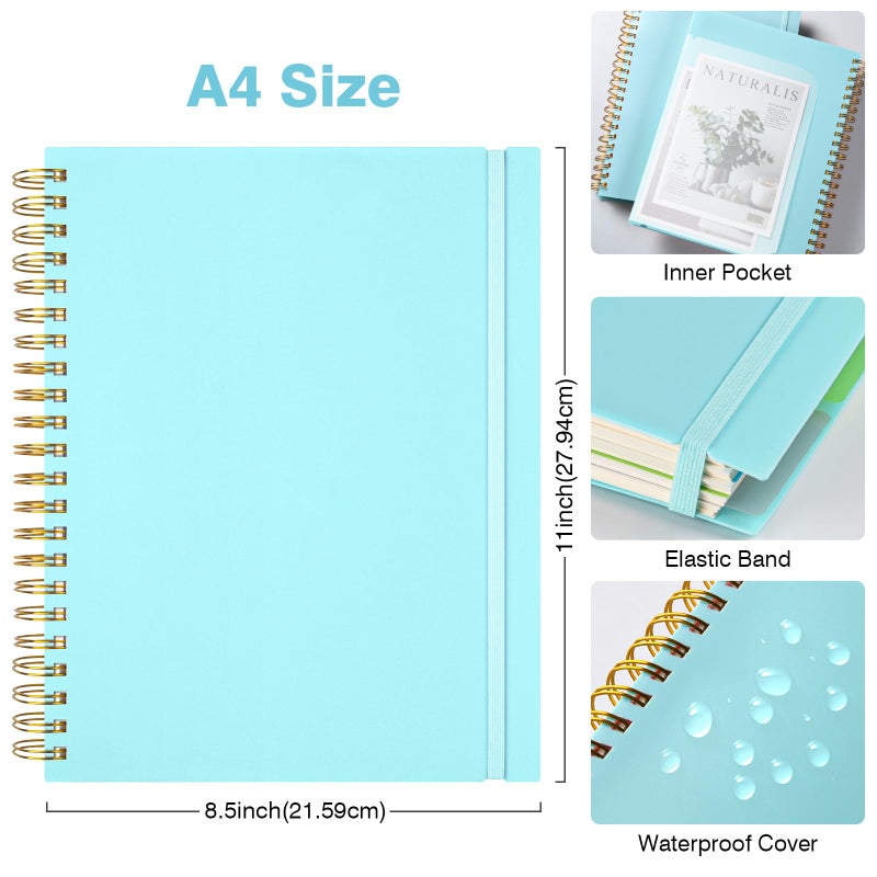 OMEYA Graph Paper Notebook: 5 Subject Graphing Notebook with Removable Dividers, 300 Pages 100gsm Thick Spiral Grid Notebooks, 5x5 Graph Ruled Paper, Large A4 Journal for School Work Women Men, 8.5" X 11" - Image 4