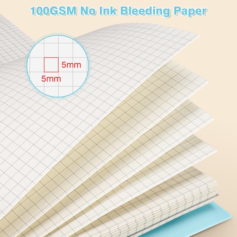 OMEYA Graph Paper Notebook: 5 Subject Graphing Notebook with Removable Dividers, 300 Pages 100gsm Thick Spiral Grid Notebooks, 5x5 Graph Ruled Paper, Large A4 Journal for School Work Women Men, 8.5" X 11" - Image 3