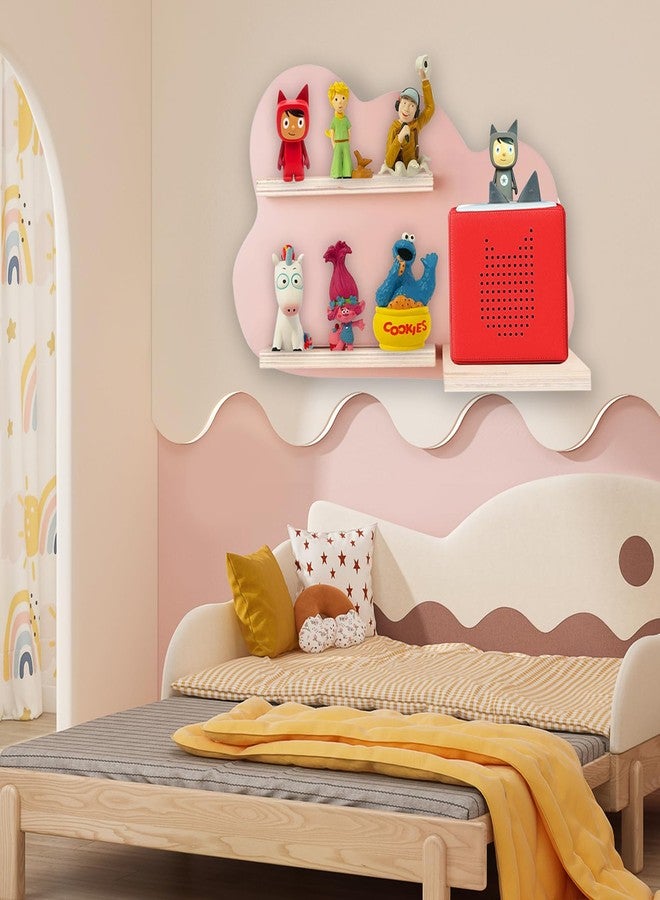 QILUCKY Wall Shelf for Toniebox and Tonie,Charging Station and 14 Tonie Figures Characters,Magnetic Wooden Shelf Compatible with Toniebox Audio Player & Character Easy Install (Pink) - Image 2