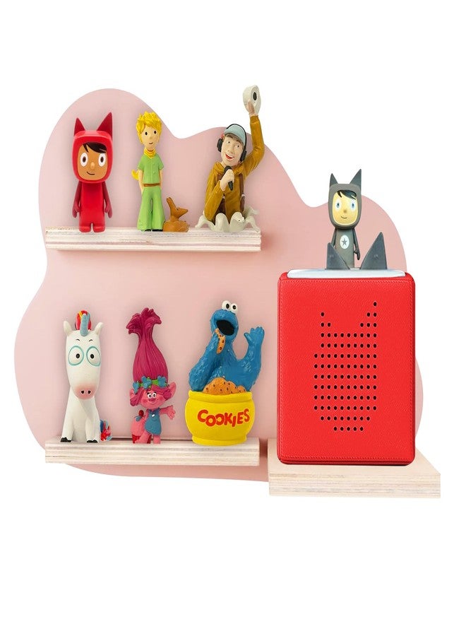 QILUCKY Wall Shelf for Toniebox and Tonie,Charging Station and 14 Tonie Figures Characters,Magnetic Wooden Shelf Compatible with Toniebox Audio Player & Character Easy Install (Pink) - Image 1