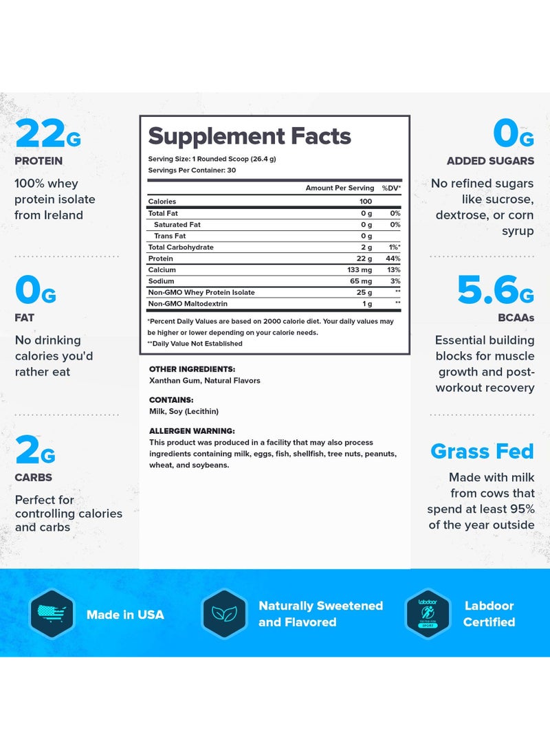 Legion Athletics Whey+ Whey Protein Powder - Unflavored, Naturally Sweetened and Flavored, Grass Fed Whey Protein Isolate, Harmone and antibiotic free, No Added Sugars, 22 grams Per Serving, 30 SERVINGS | DIETARY SUPPLEMENT | NET WT 792G /25.8 OZ/1.61 LBS - Image 2