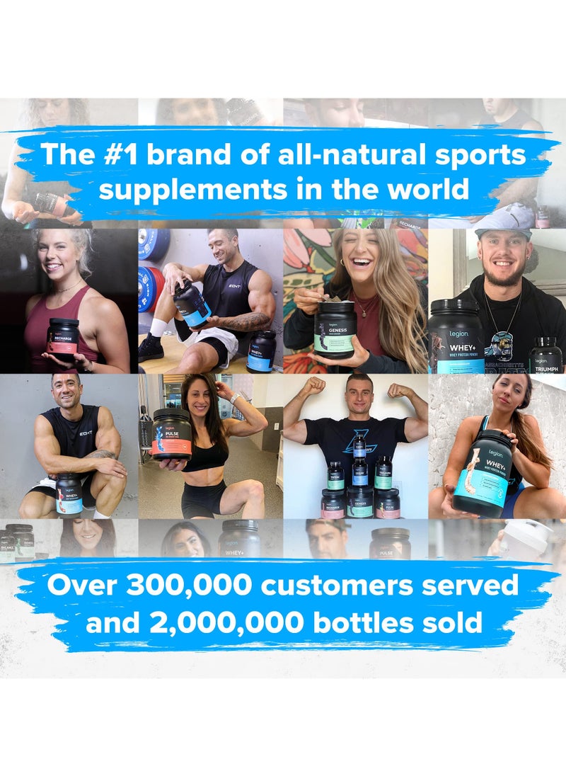 Legion Athletics - Whey+ Whey Protein Powder, Grass Fed Whey Protein Isolate, Naturally Sweetened and Flavored, No Added Sugars, 22 grams Per Serving, 792g/1.61 Lbs, 30 Servings - Unflavored - Image 1